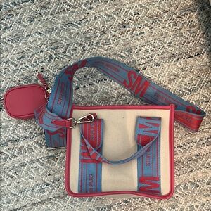 Steve Madden Red and Blue Crossbody Bag with Structured Design